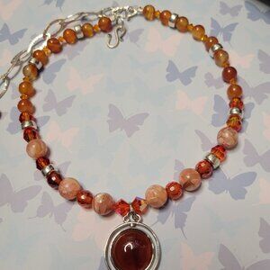 #127 Beautiful Carnelian, Carnelian stones, Sunstones, Swarovski crystals